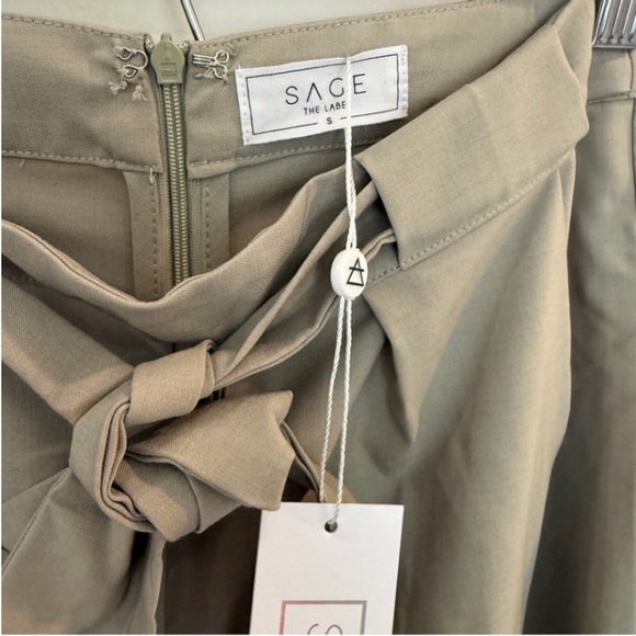 Anthropologie SAGE The Label Dress Pants Wide Leg S Belted Pockets High Waisted - Picture 4 of 14